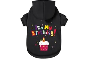 GreenJoy Dog Sweater Dog Hoodie Cold Weather Coat Hooded Sweatshirt for Puppies,Cats, Small Medium Large Dogs (Black(It's My Birthday), Medium)