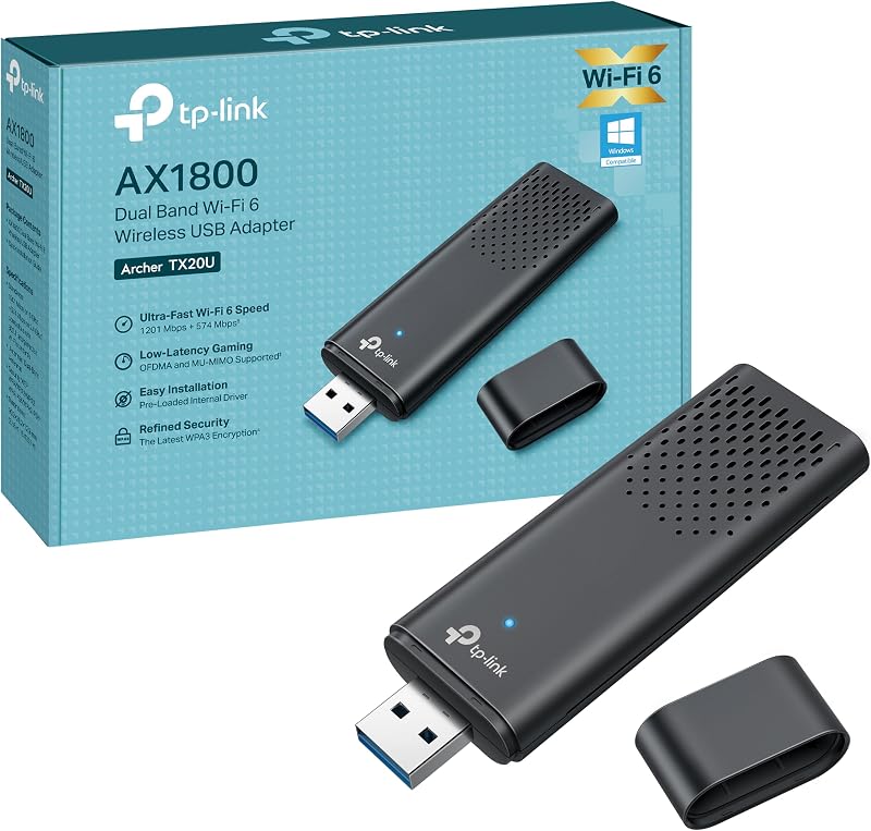 Archer TX20U WLAN Stick Für PC, 𝐖𝐢𝐅𝐢 𝟔 AX1800 Dual Band, nur Kompatibel mit Windows 11/10, USB 3.0, MU-MIMO, OFDMA, WPA3-Verschlüsselung