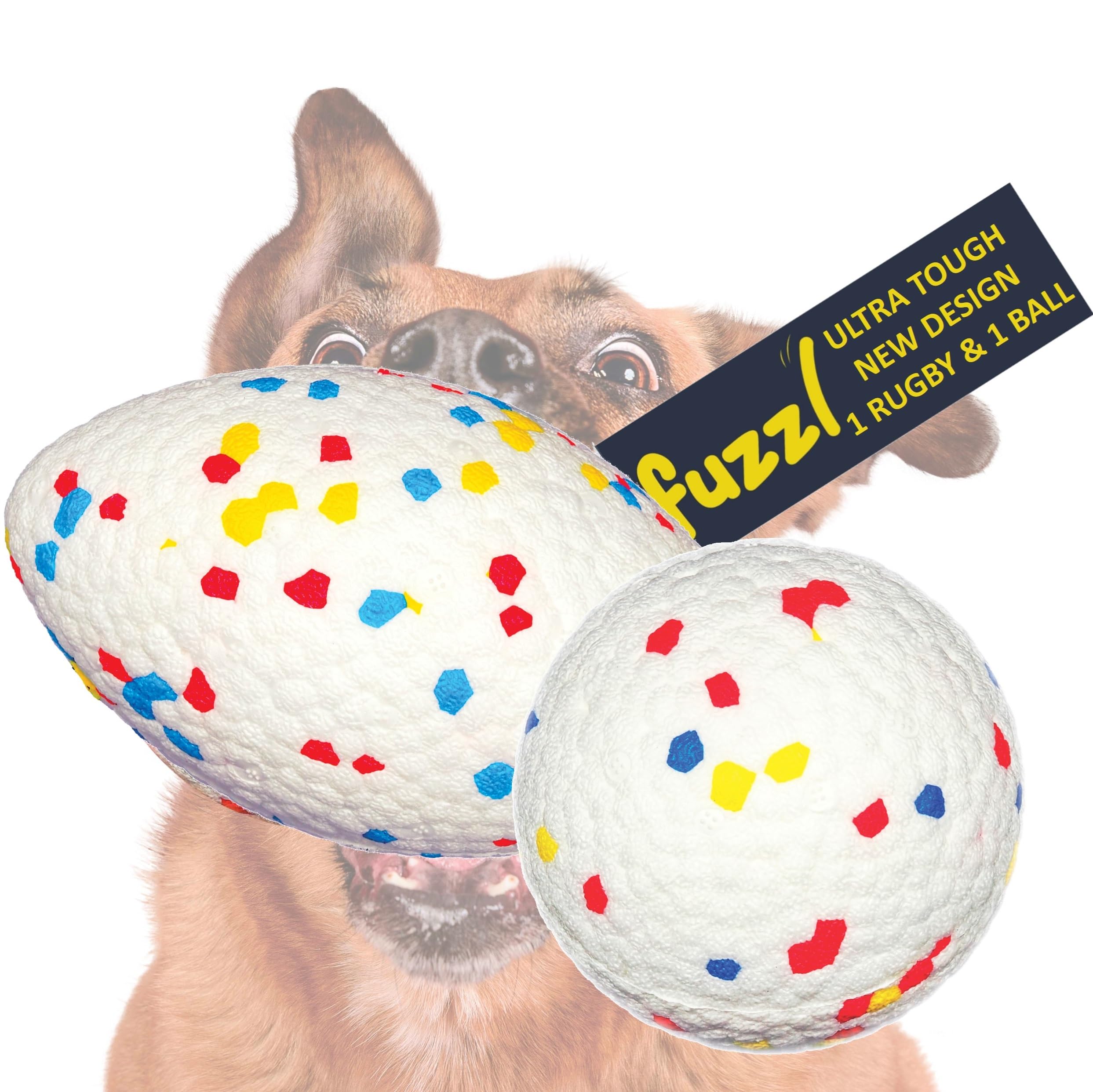 Fuzzl Ultra Tough Dog Balls 2 Pack - Interactive Dog Toys that Float, Indestructible for Boredom & Tennis Play