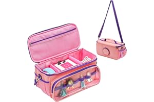 Hautton Carrying Case for Toniebox Starter Set, Portable Travel Carrying Bag for Tonies Audio Player, Tonies Figures, Headphone and Charging Station with Shoulder Strap and Handle -Pink