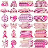Kenning 120 Pcs Breast Cancer Awareness Charms Pink Ribbon Pendant Alloy Gnome Hope Beads Breast Cancer Enamel Charms Bulk for Jewelry Making DIY Necklace Bracelet Earring Crafts
