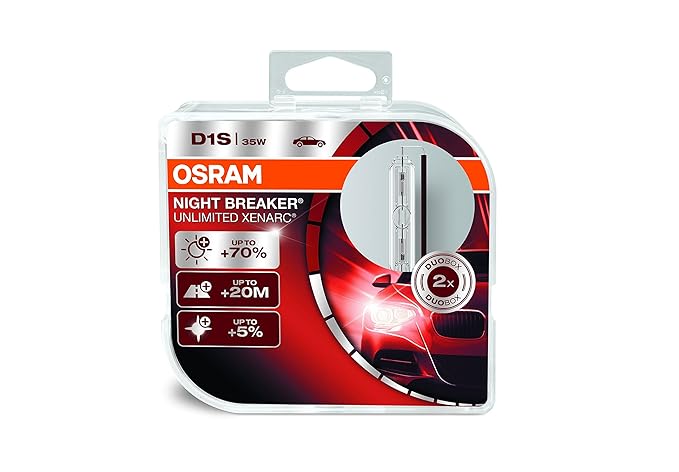 Osram XENARC NIGHT BREAKER UNLIMITED D1S HID Xenon-Brenner, Entladungslampe, 66140XNB-HCB, Duobox (2 Stück)