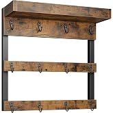 OROPY Coffee Mug Rack Wall Mounted, Rustic Wood Cups Rack, 12 Hooks &amp; Shelf | Coffee Mug Holder for Home Kitchen Display and Collection, Space Saving, Rustic Brown