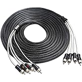 RECOIL P417 Premium 100% Oxygen Free Copper 17ft 4-Channel RCA Audio Interconnects Cable 4X RCA Male to 4X RCA Male Double Shielded with Noise Reduction