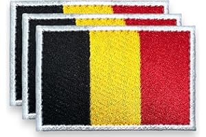 DESIGN MASTER INDUSTRY DM 3Pack Belgium Flag Embroidery Patches Tactical Belgian Flag Patches for Hats, Tactical Bags, Jackets, Clothes Patch Team Military Patch Military Morale Patch Applique Fastener Hook, and Loop