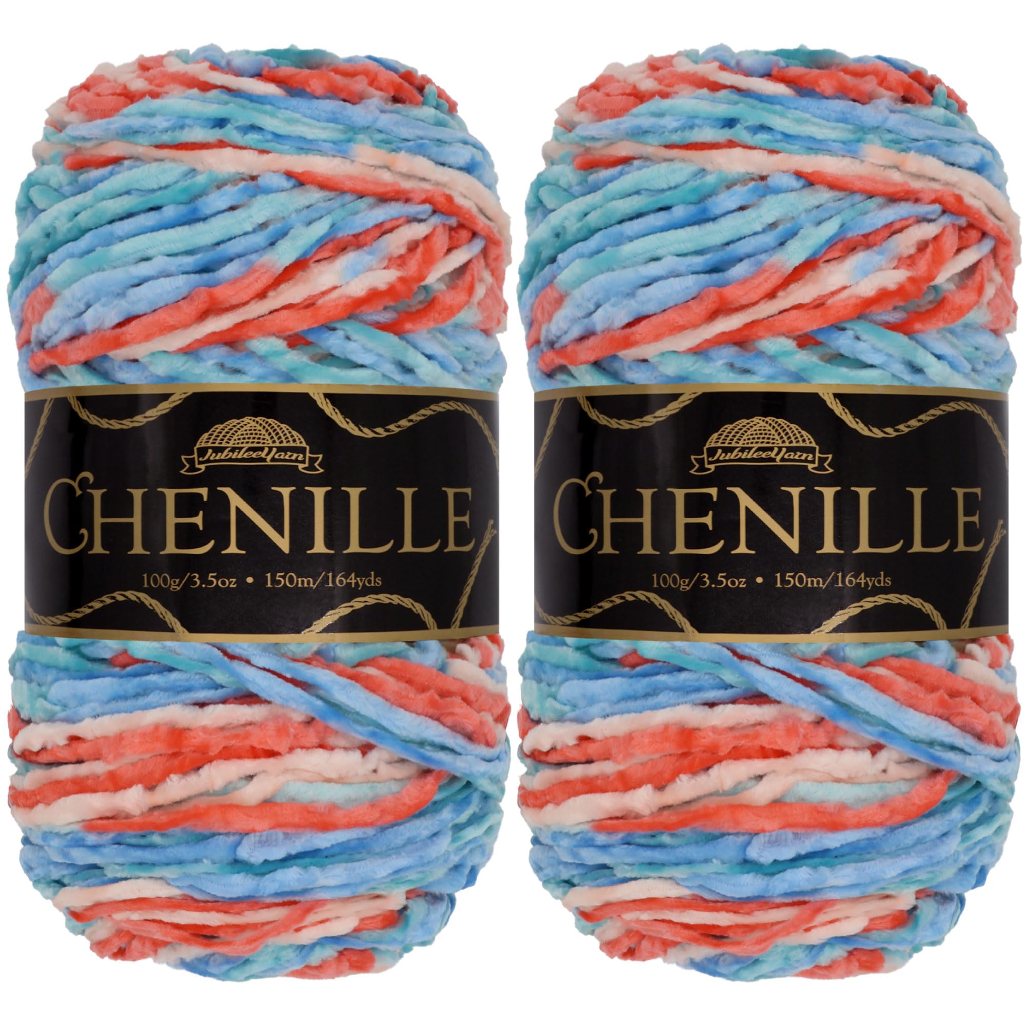 JubileeYarn Chenille Yarn - Worsted Weight - 100g/Skein - Hyperborea - 2 Skeins