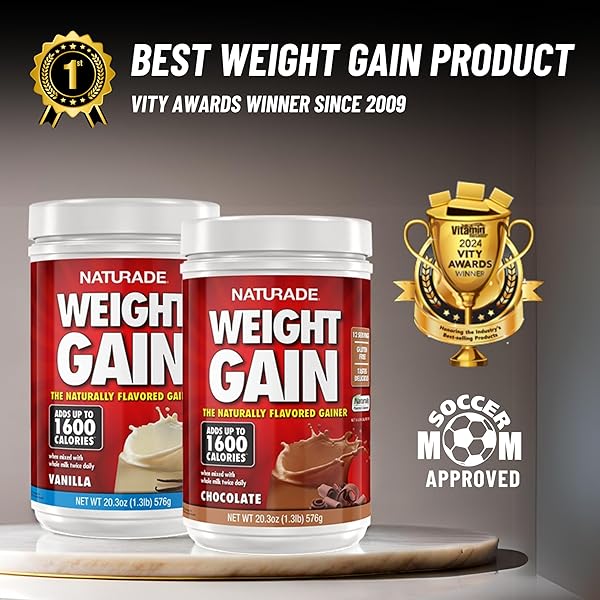 NATURADE WEIGHT GAIN NUTRITION DRINK MIX FOR HEALTHY WEIGHT SUPPORT, BALANCED CALORIES WITH PROTEIN, VITAMINS & MINERALS, CHOCOLATE – 20.3 OZ