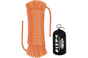 AOLEBA 8.5mm Static Climbing Rope, Outdoor Rock Climbing Ropes, Heavy Duty Rappelling Rope for Fire Rescue, Escape, 10M(32Ft) 20M(64Ft) 30M(96Ft) Ice Climbing Equipment & Parachute Accessories