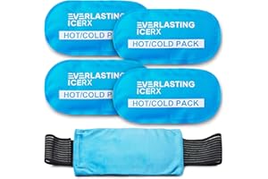 EVERLASTING ICE RX Reusable Hot and Cold Gel Ice Pack Wrap (4 Pack) for Injuries - Adjustable & Flexible for Knees, Back, Shoulders, Arms, and Legs - Reusable