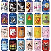 Chengu 24 Pcs Beer Can Sleeves, Funny Quotes Beer Can Cooler, Funny | 12 oz Reusable Neoprene Cooler Covers, Insulated Collapsible Drink Holder, for Bottles Beach Bar Christmas Party Supplies