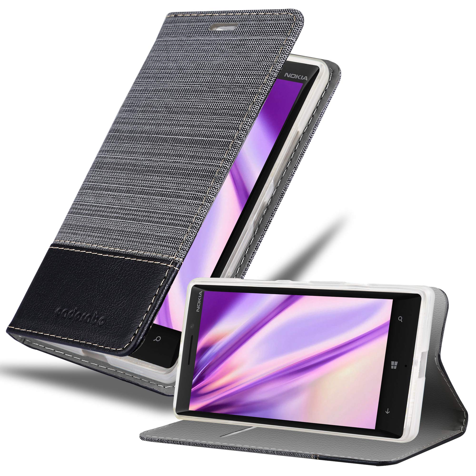 cadorabo Book Case works with Nokia Lumia 929/930 in GREY BLACK - with Magnetic Closure, Stand Function and Card Slot - Wallet Etui Cover Pouch PU Leather Flip