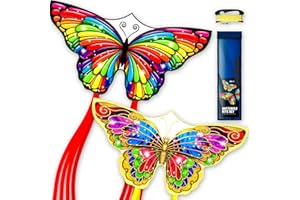 DoinFly Butterflys for Kids, Beautiful Kite Easy to Fly for Beginners with 328 ft Line & Line Winder, Easy to Fly for Beach Trip and Outdoor Activities (Butterfly Kite Set 2)