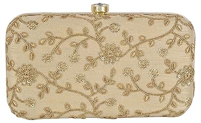Tooba Handicraft Party Wear Hand Embroidered Box Clutch Bag Purse For Bridal, Casual, Party, Wedding