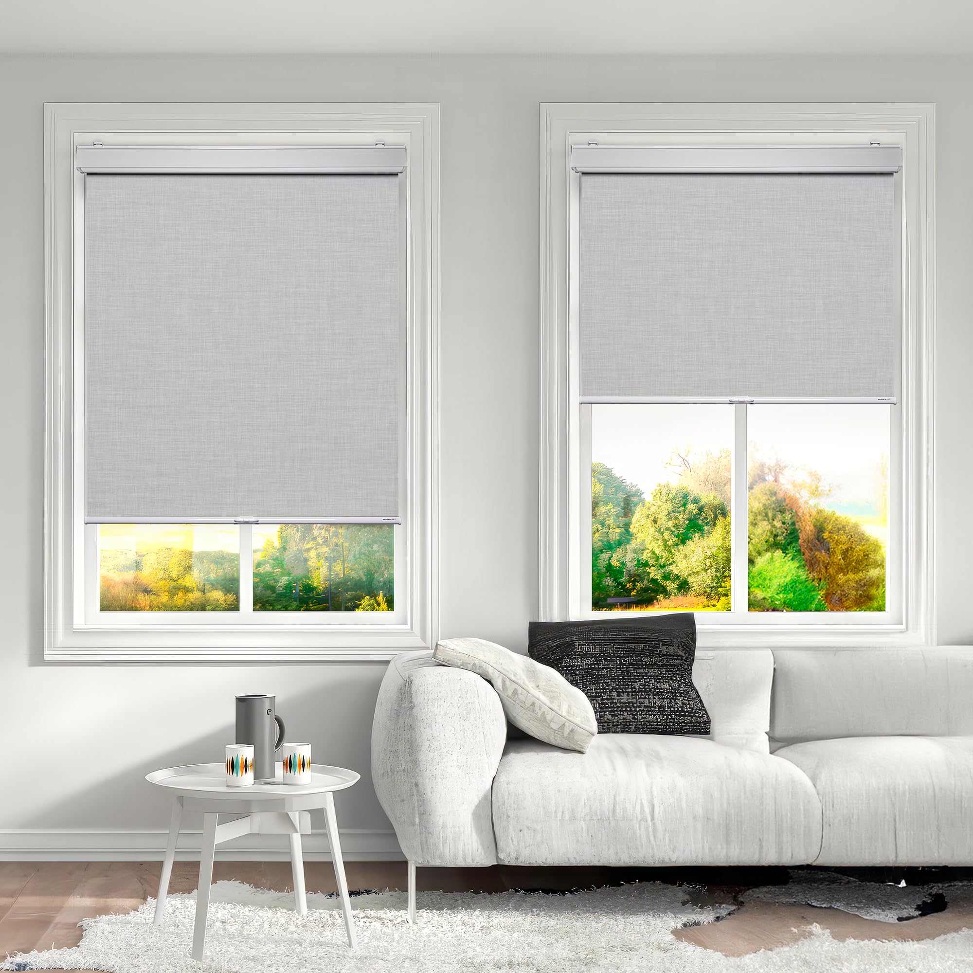 Photo 1 of SHADESLINE Cordless with Valance 100% Blackout Window Shades Pull Down Window Blinds with Thermal Insulated Fabric. Easy to Install. (Maximum Height 80") (Light Grey Color) (58" Width)