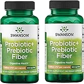 Swanson Prebiotic + Probiotic Fiber - Natural Supplement Promoting Digestive System & Immune Health Support - Aids Regularity & GI Tract Health - (60 Capsules, 500 Million CFU Each) (2 Pack)