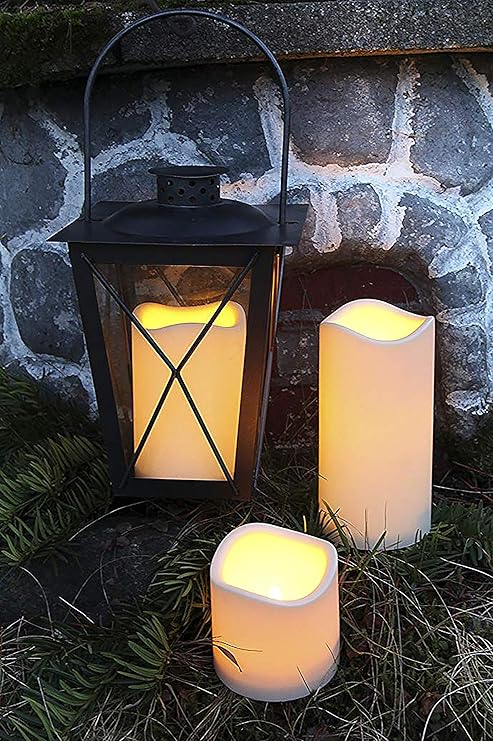 Kamaca Outdoor LED Kerzen im 3er Set batteriebetrieben inkl. Timer Kerze flackernd für Innen und Außen Bereich Outdoor (3er S