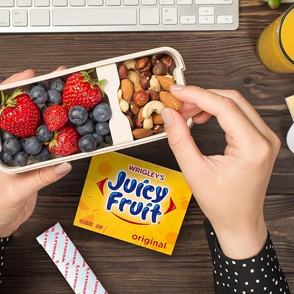 JUICY FRUIT GUM ORIGINAL BUBBLE CHEWING GUM, 15 PIECES (10 PACK)