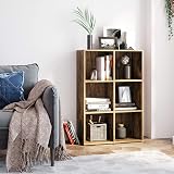 VASAGLE Bookcase 6 Compartment Storage Shelf Rustic Brown LBC203BX view 3