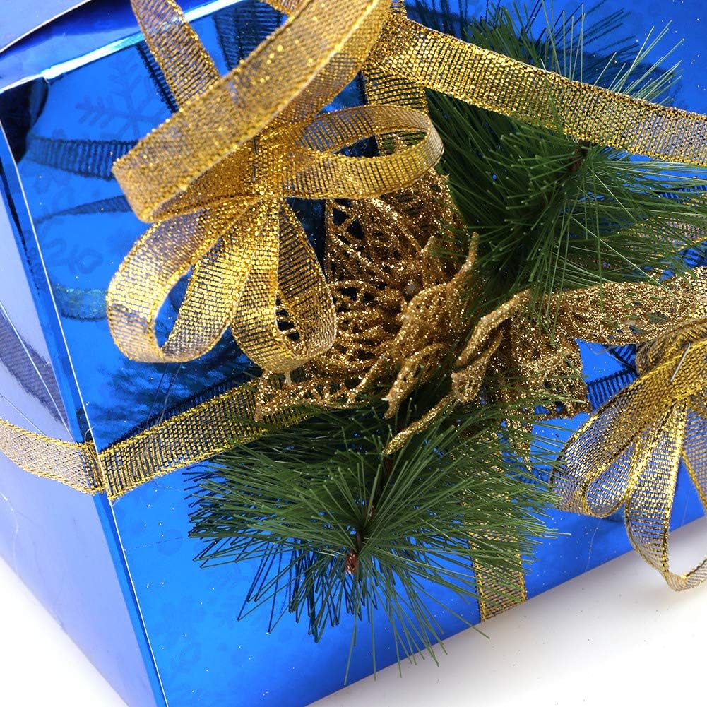 Amazon Demiawaking クリスマス ギフトボックス 箱 パッケージ プレゼント 包装 贈り物 正方形 M ブルー ギフトボックス 文房具 オフィス用品