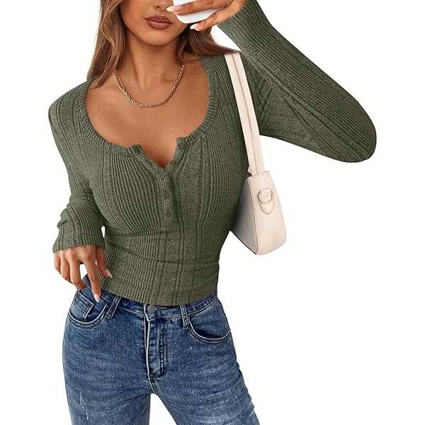 PRETTYGARDEN Women's 2025 Fall Long Sleeve Henley T Shirts