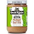 Once Again Organic Crunchy Peanut Butter, 16oz - Lightly Salted, Unsweetened - USDA Organic, Gluten Free Certified, Vegan, Kosher - Glass Jar