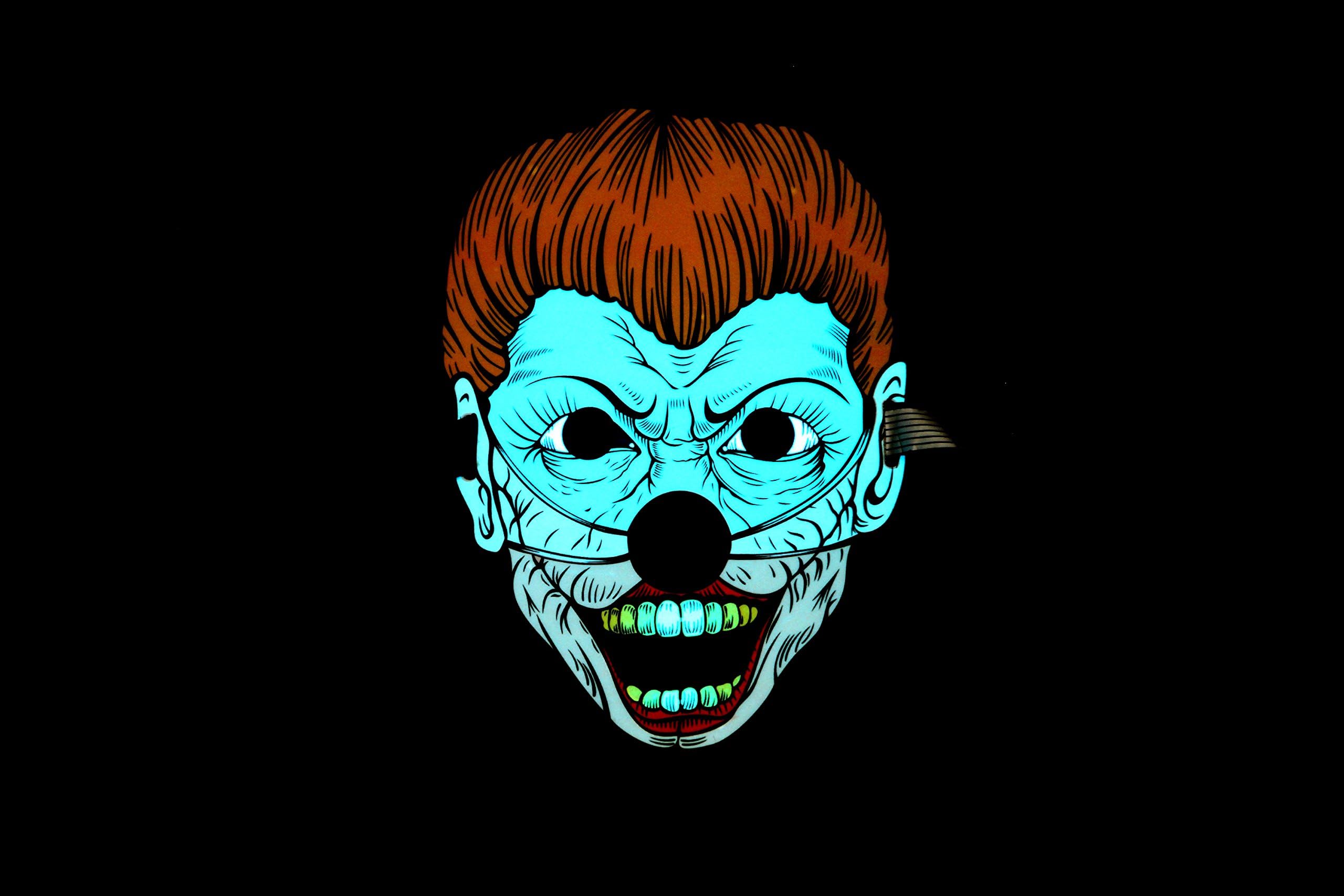 Halloween Mask,Sound Reactive LED Mask Sound Activated Street Dance for Festivals,Party, Halloween,Carnivals,Dance Ball,Masquerades,Cosplay DJ Mask(Clown)
