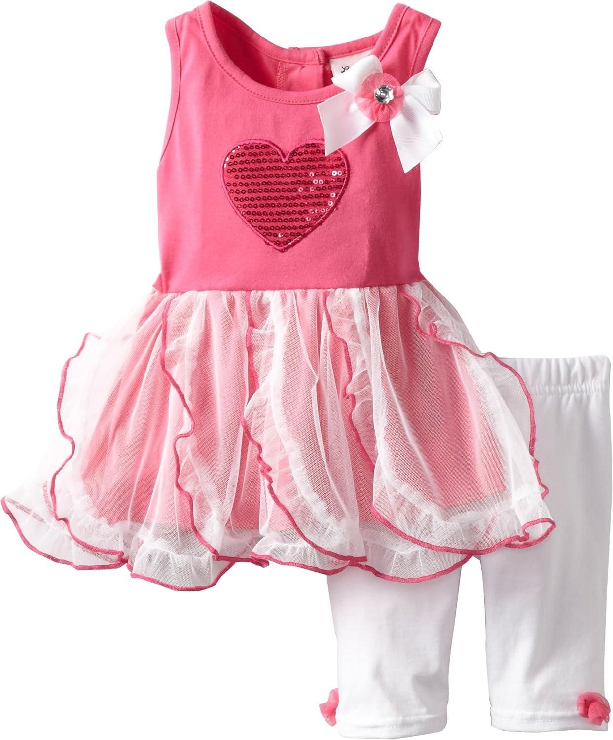 Little Lass Baby Girls' 2 Piece Dress Set with Heart