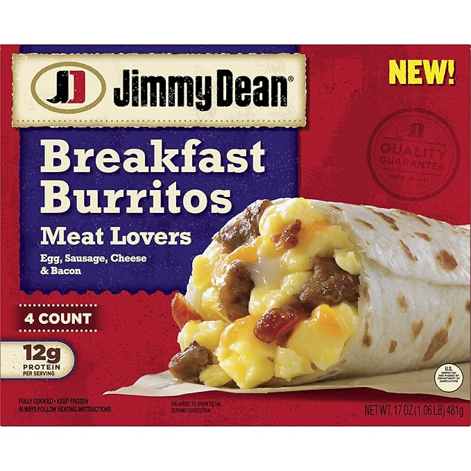 Jimmy Dean Meat Lovers Breakfast Burritos 17 oz, 4 Count
