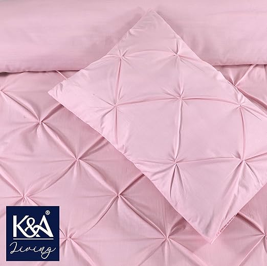 K A Pintuck Pinch Pleat Pillow Cases Pink Polycotton 48 X 74 Cm