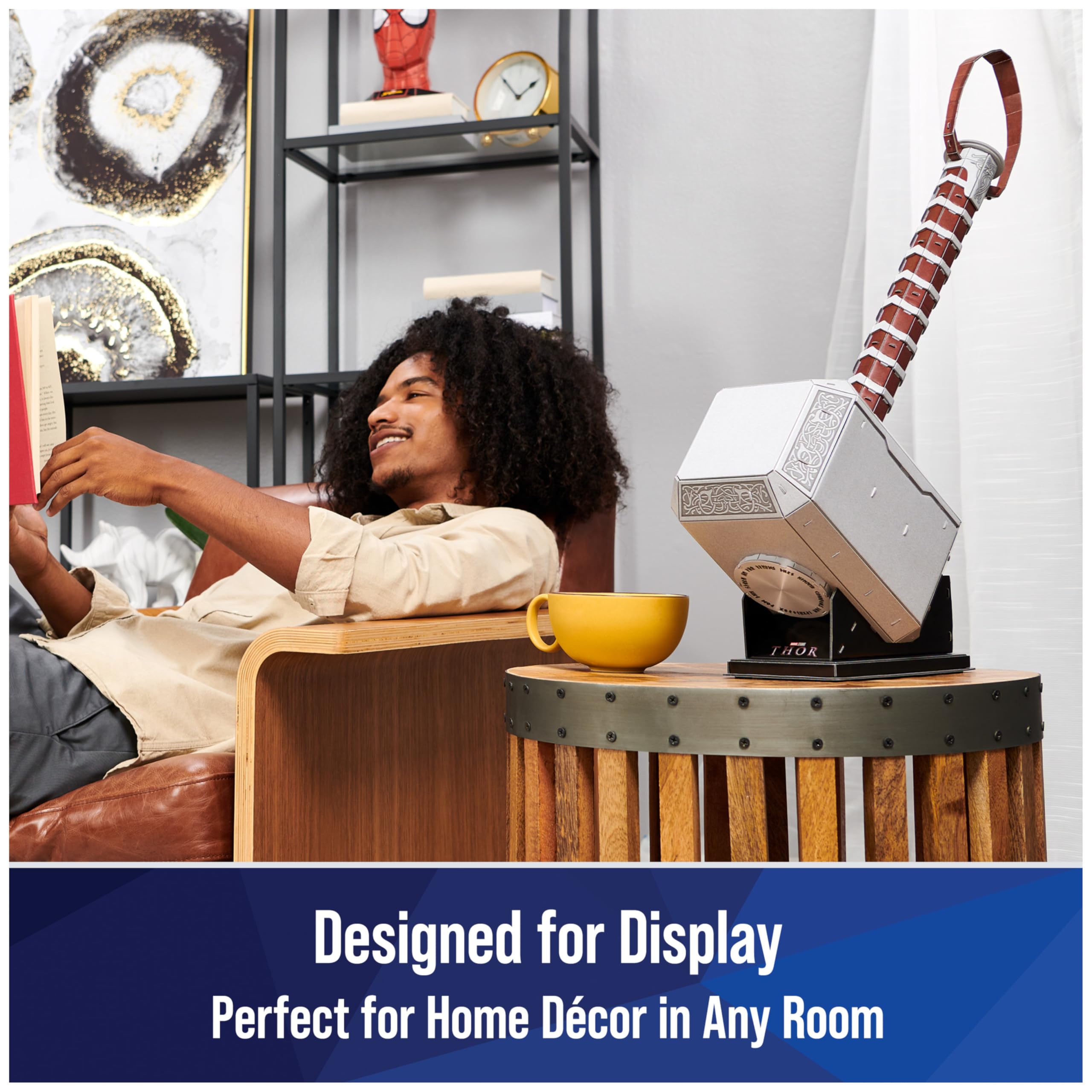 4D Build, Marvel Mjolnir Thor Hammer 3D Puzzle Model Kit with Stand 87 Pcs | Thor Desk Decor | Building Toys | 3D Puzzles for Adults & Teens 12+