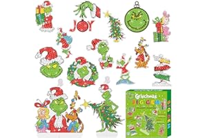 BANBBUR Grinchs Christmas Crafts for Kids,Gem Diamond Painting Kit for Boys Girls-Make Your Own 12PCS Grinchs Stickers & 2PCS Suncatchers,Christmas Gem Diamond Art Creativity