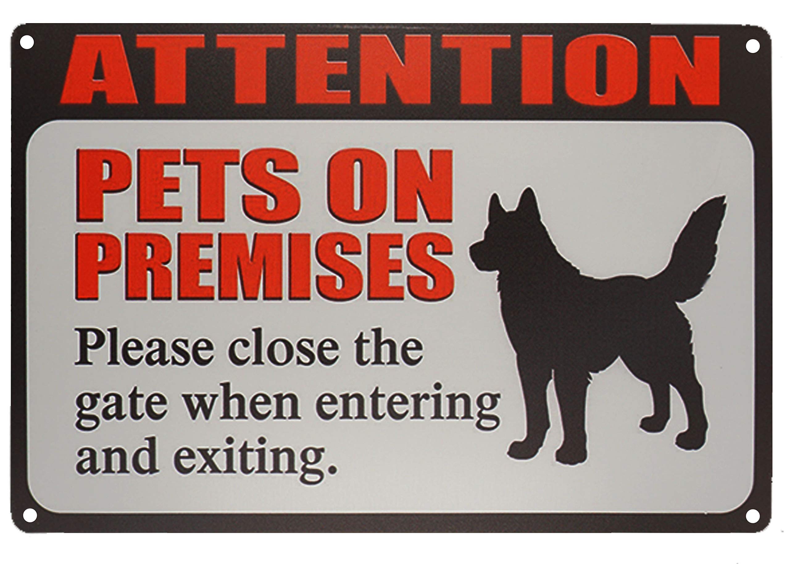 Monifith Attention Pets on Premises Please Close Gate When Entering and Exiting Metal Tin Sign Posters for Home 8X12Inch