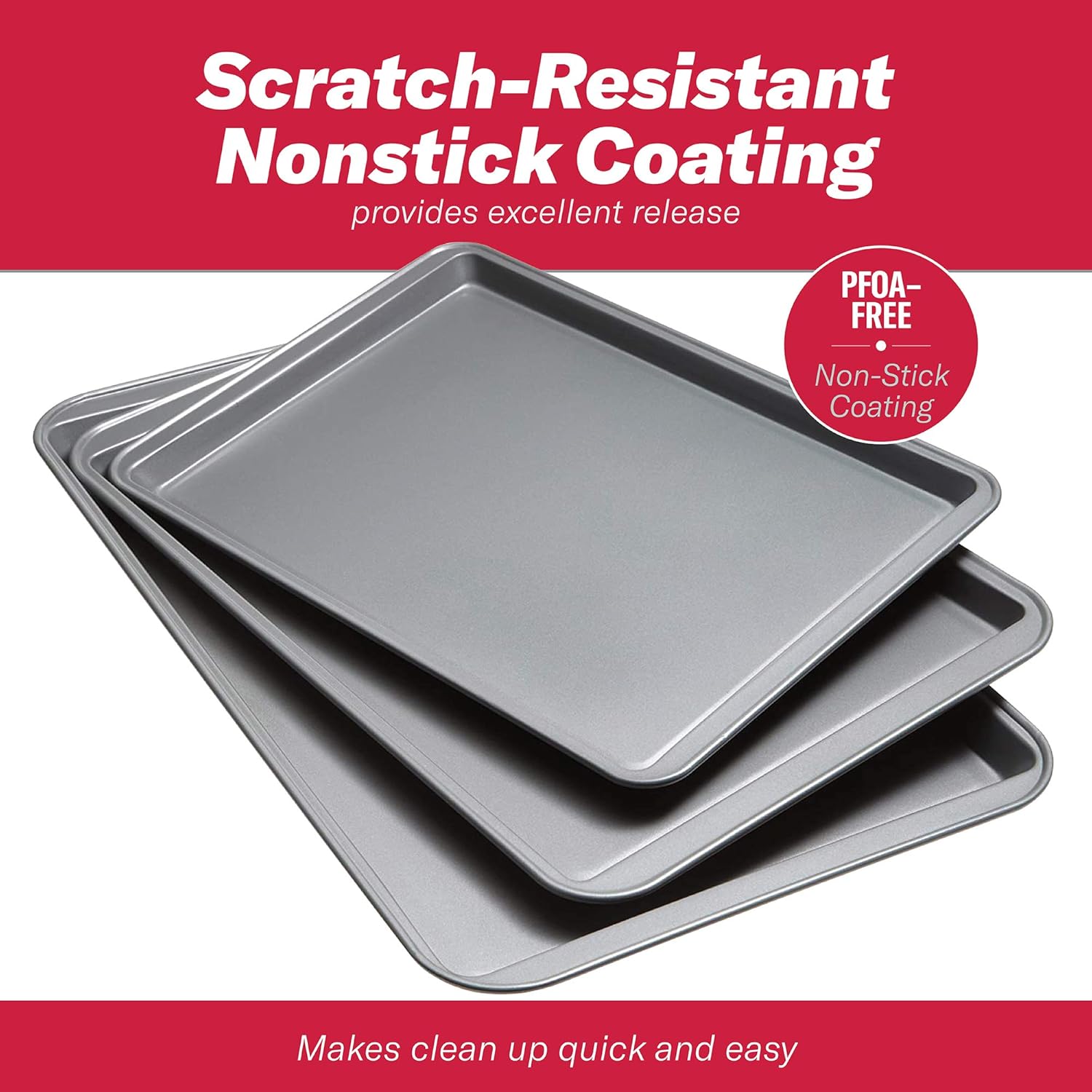 Goodcook 08929002199 Nonstick Bakeware, Set Of 3 Non-Stick Cookie Sheet : Kitchen & Dining