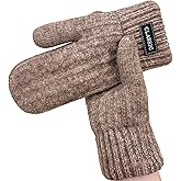Beurlike Winter Mittens Gloves for Women Warm Fleece Lining Knit Thick Gloves for Cold Weather