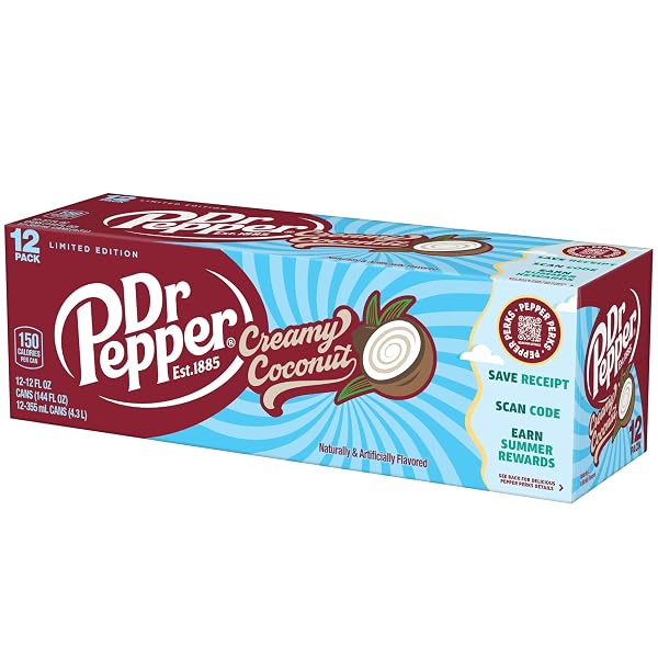 DR PEPPER CREAMY COCONUT SODA, 12 FL OZ CANS, 12 PACK