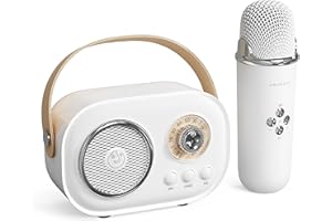 Baolira Portable Karaoke Machine,Speaker with Microphone,Karaoke Machine for Kids and Adults,Birthday Gifts for 12 Year Old Girls,Music Player Toys for Boys Girls (White)