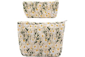 getgto 2 Pcs Makeup Bags, Large Cosmetic Bag Travel Toiletry Bag Organizer for Women, Floral Cosmetic Pouch Purse with Zipper