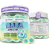 GABA Gummies 1000mg - Liposomal Calm Mood Gummies with L-Theanine, Magnesium Glycinate, Ashwagandha, 5htp, Inositol, Melatonin-Free for Zzz Better, GABA Supplements for Adult, Sugar-Free 60Cts