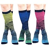 SKUNDU Compression Socks for Women Men Support Socks 15-20 mmhg knee high Compression Stockings 3 Pairs for Nurse