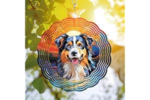 64DECALS 64memory Australian Shepherd Wind Spinner, Australian Shepherd Dog Wind Spinner Hanging for Yard and Garden, Unique Gift Wind Spinner, 3D Hanging Wind Spinner Outdoor
