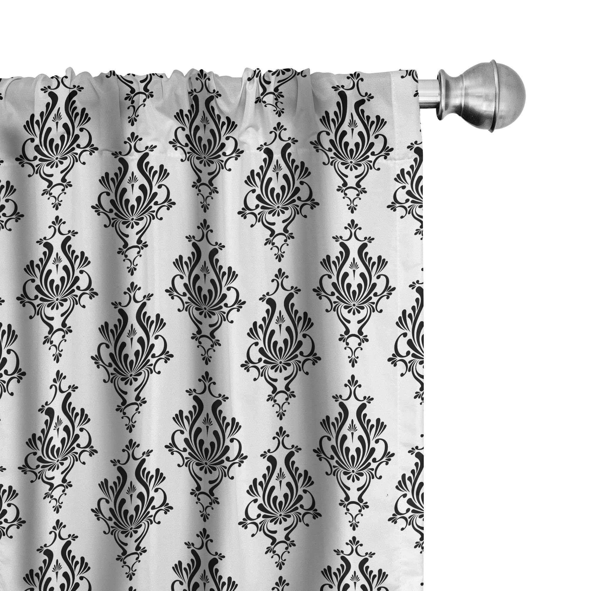 ABAKUHAUS Vintage Curtains 2 Panel Set, Baroque Victorian Style, Lightweight Window Treatment Living Room Bedroom Decor, 60" W x 70" L, Black White