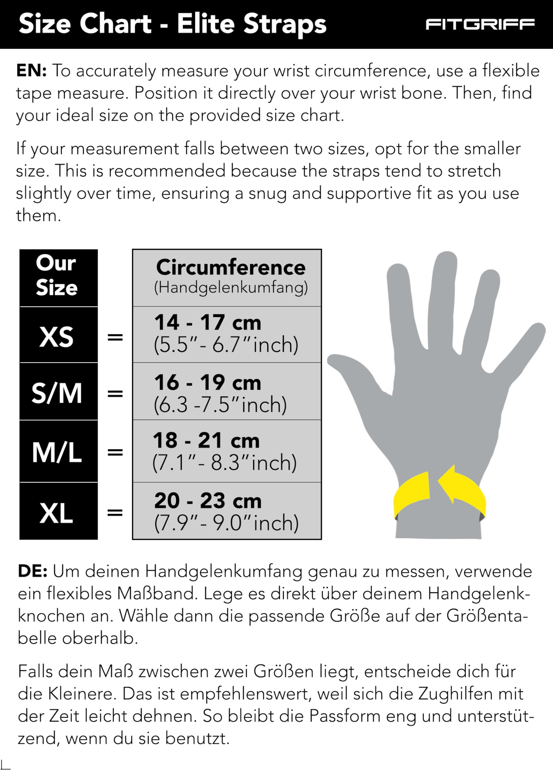 Fitgriff® Elite Straps 2.0 - Zughilfen mit Gummi-Pad für Krafttraining - Bodybuilding, Fitness, Gym - Lifting Straps - für Frauen und Männer (Schwarz, XS) 5