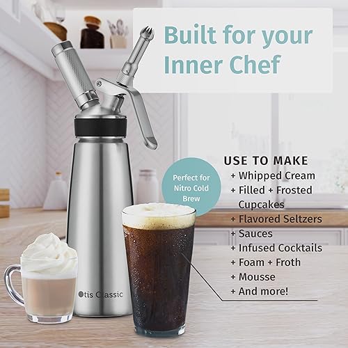 Otis Classic 304 Stainless Steel Whipped Cream Dispenser, 500ml w