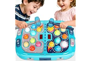 TOOLION 2-Player Whack Game Mole - Toys for Age 3-12 Kids,2 Hammers,3 Modes with Sound & Light,Safe Educational Pounding Toy,Birthday for 3 4 5 6+ Year Old Boys Girls,Blue