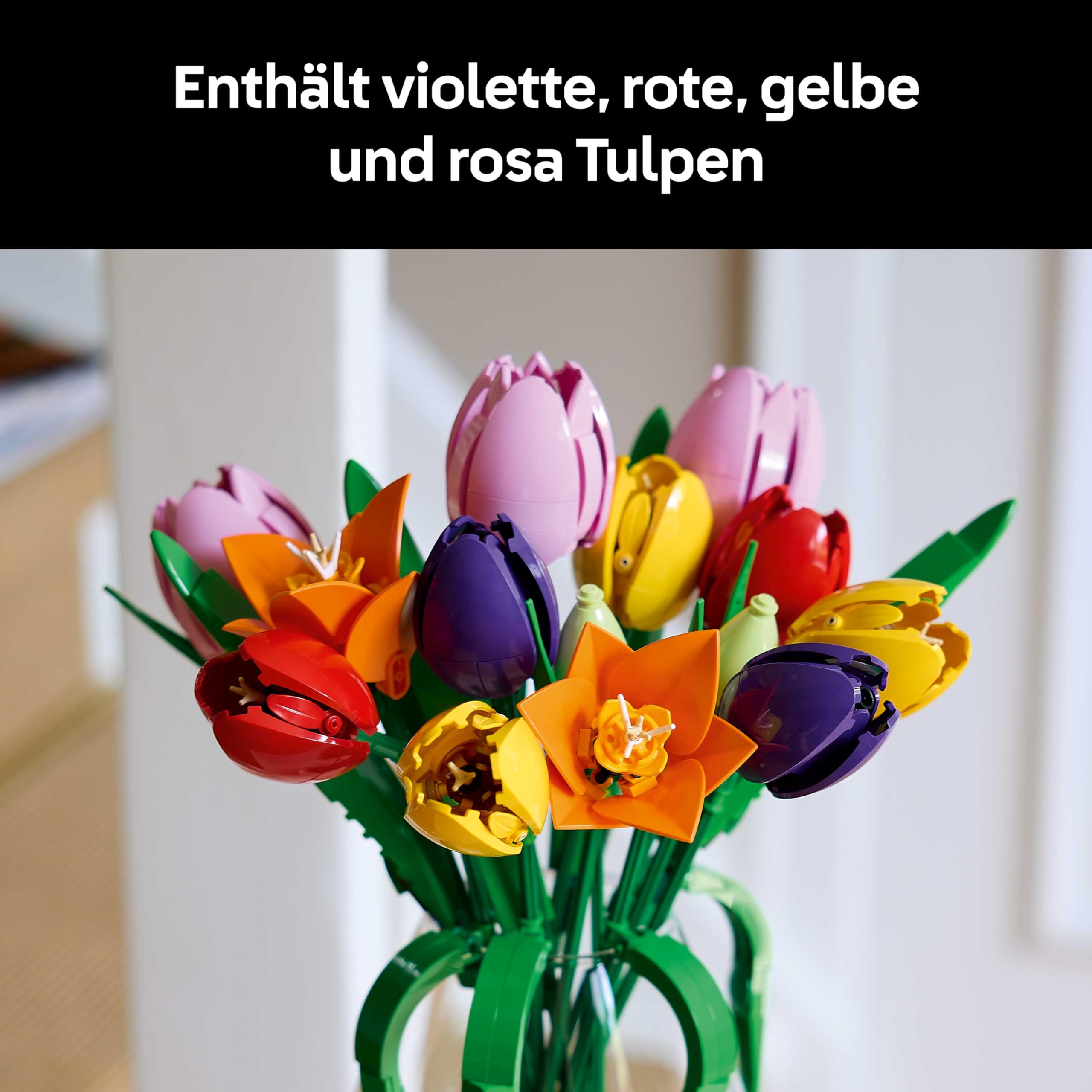 Lego Botanicals Tulpenstrauß - Set mit Kunstblumen für Erwachsene - mit 14 künstlichen Tulpen in 5 Farben als DIY Deko - Geschenkidee für Frauen - 11501 6