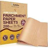 Katbite 200Pcs 12x16 In Unbleached Parchment Paper for Baking, Precut Parchment Paper Sheets, Heavy Duty Flat Baking Paper, H