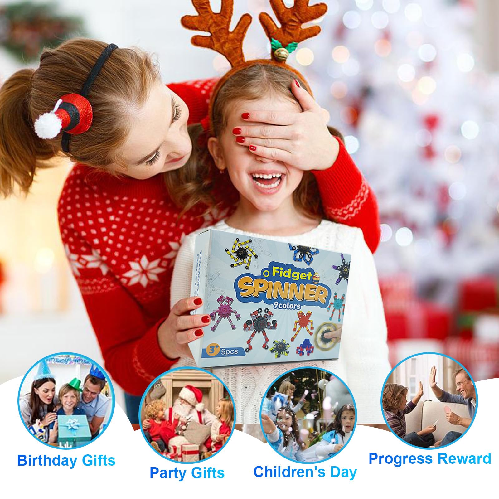 Transformable Fidget Spinners,9PCS Funny Sensory Fidget Toys Adults Deformable Chain DIY Robot Spinner,Fingertip Stress Relief Gyro Toy for Kids, Kids Classroom Prizes