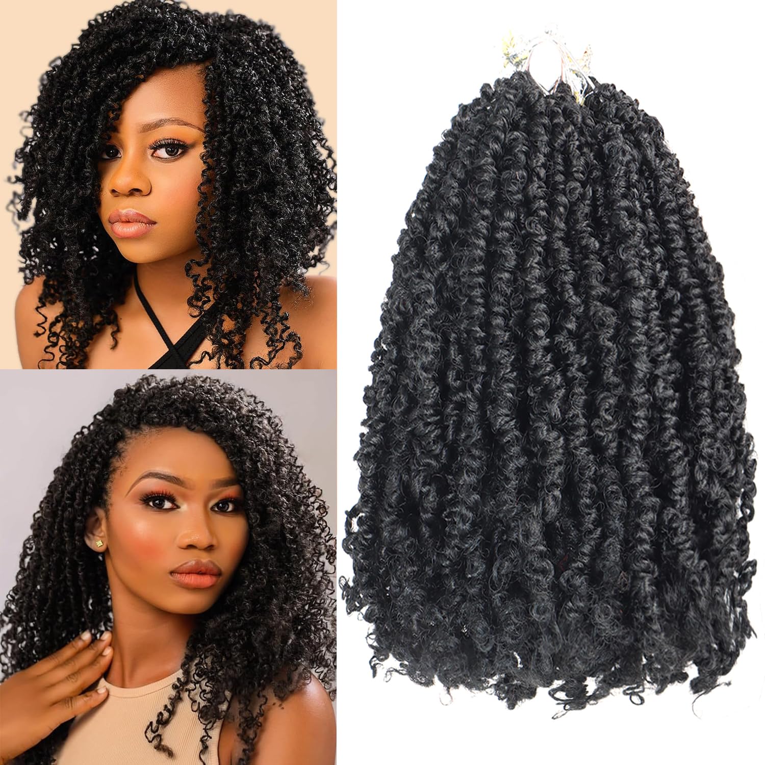 Alaleibaby 9 Packs Yanky Twist Crochet Hair 10 inch Pre-twisted Passion Twist Crochet Hair Micro Spring Twist Crochet Hair Extensions Suitable for black women. (1B, 10 Inch (Pack of 9)) — image 1