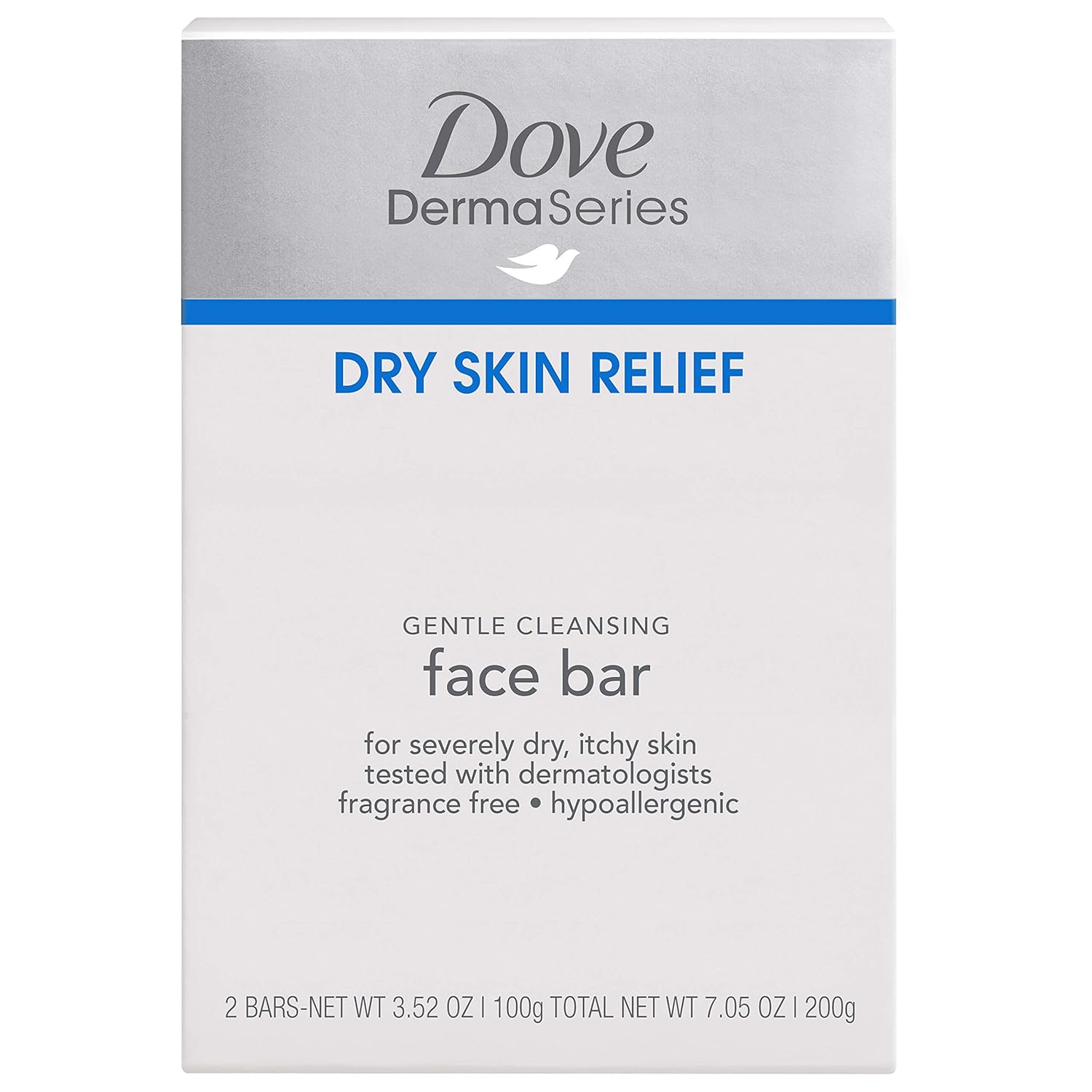 Dove DermaSeries Fragrance-Free Facial Cleansing Bar, for Dry Skin, 3.52 oz, 6 Bar: Beauty