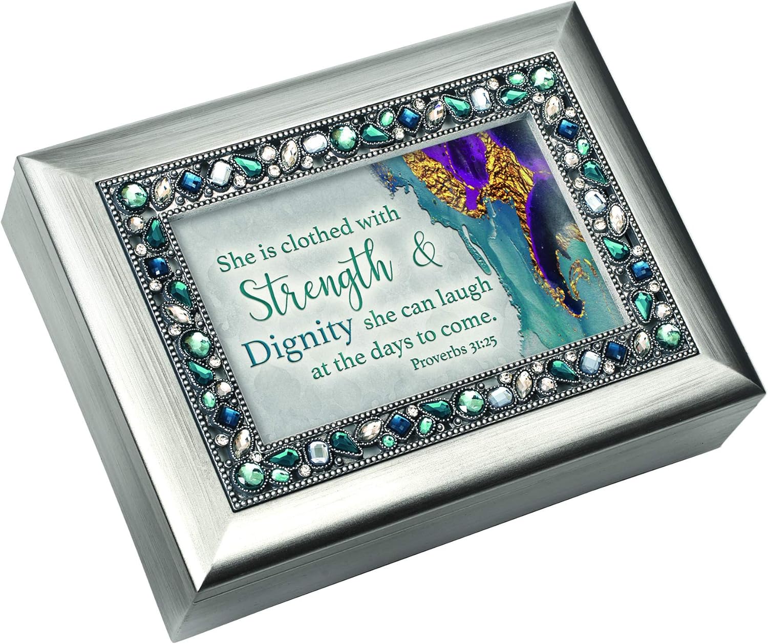 Cottage Garden Inspirational Jewelry Music Box Plays Melodic Hymn 8x6